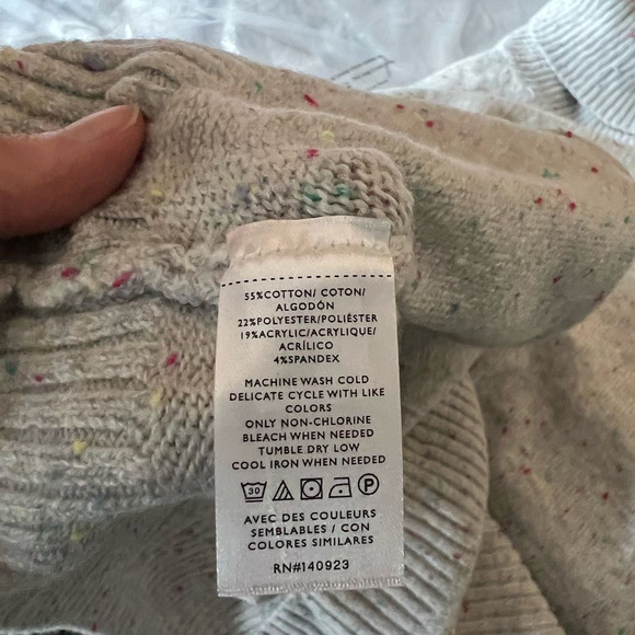 LOFT White Flecked Pocket Poncho Sweater - Picture 7 of 10